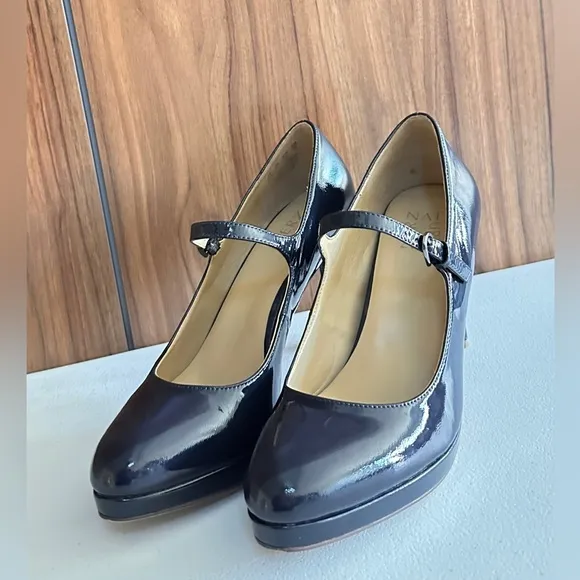 Naturalizer Navy Patent Leather Talissa Mary Jane Shoes 8.5M