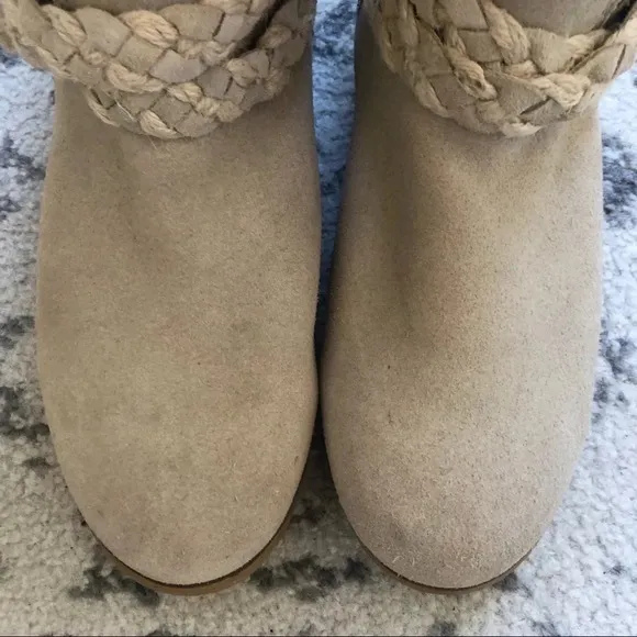 NAUGHTY MONKEY Fine Day Genuine Leather Cream Braided Boots