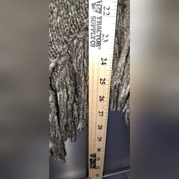 Neiman Marcus Shawl Poncho Fox Fur Hood Trimming Cozy Winter Tassled Small