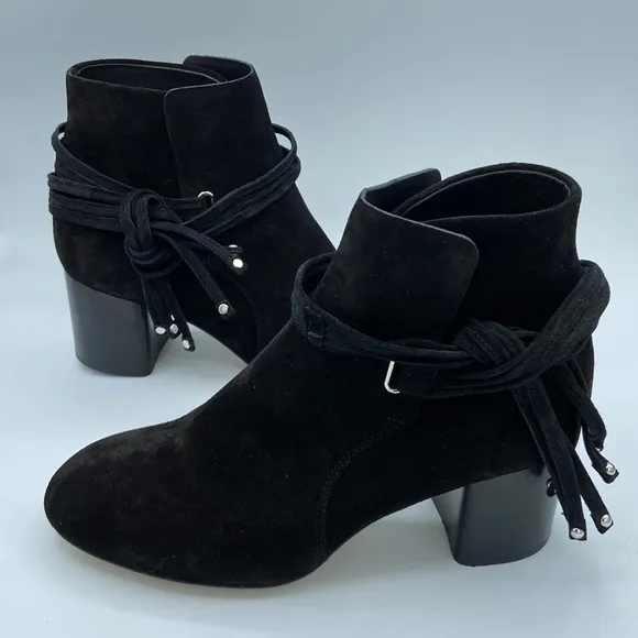 NEW $495! rag &amp; bone DALIA II BOOT Size 37 7 Black Suede Leather Ankle Boots