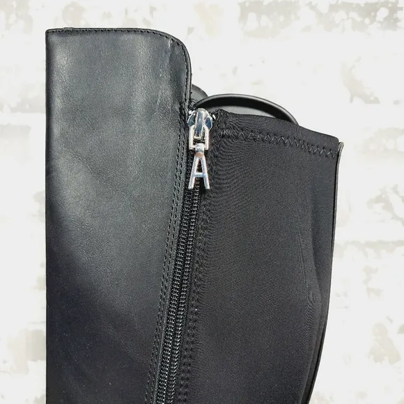 New Aerosoles Trapani Black Faux Leather Knee High Boots V402