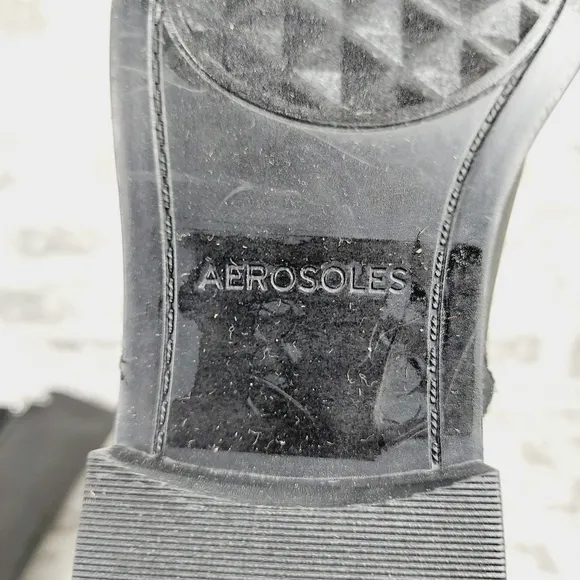 New Aerosoles Trapani Black Faux Leather Knee High Boots V402