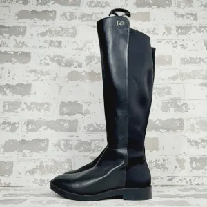New Aerosoles Trapani Black Faux Leather Knee High Boots V402