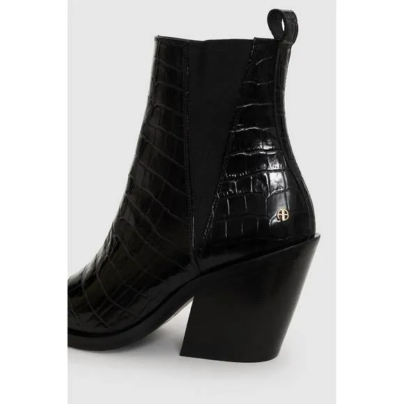 NEW ANINE BING bekah boots in black embossed