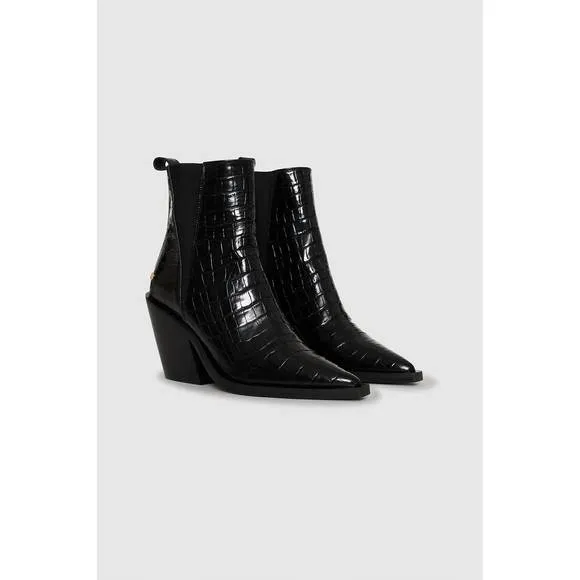 NEW ANINE BING bekah boots in black embossed