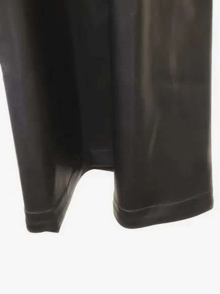 NEW Anthropologie Black Faux Leather Overalls Pinafore Skirt - Size 8