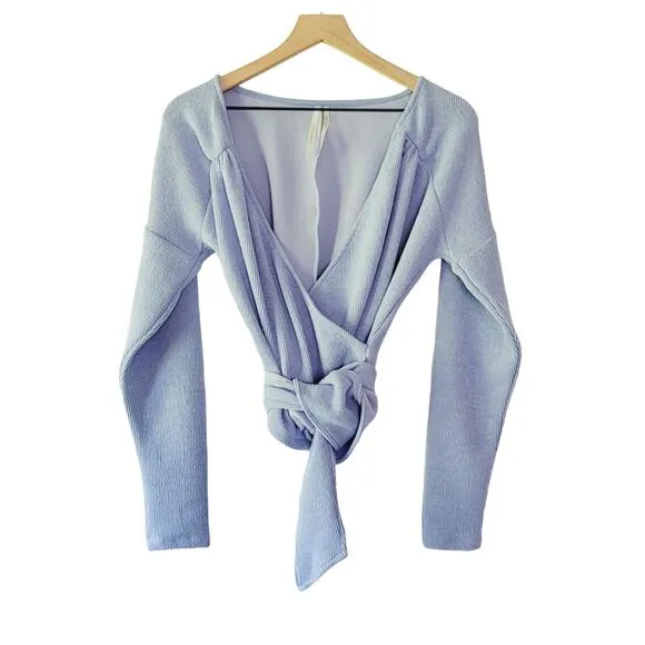 NEW Anthropologie Cozy Twist-Front Blue Top - Small