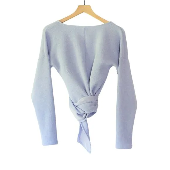 NEW Anthropologie Cozy Twist-Front Blue Top - Small