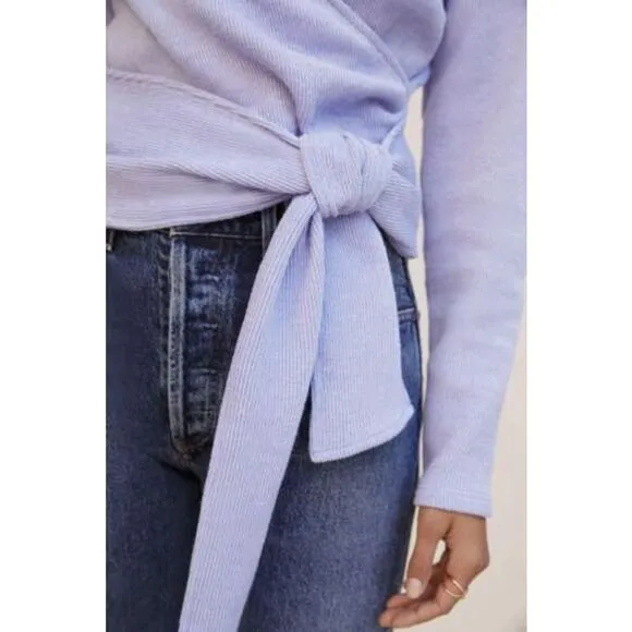 NEW Anthropologie Cozy Twist-Front Blue Top - Small