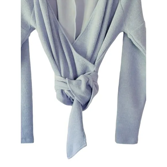 NEW Anthropologie Cozy Twist-Front Blue Top - Small