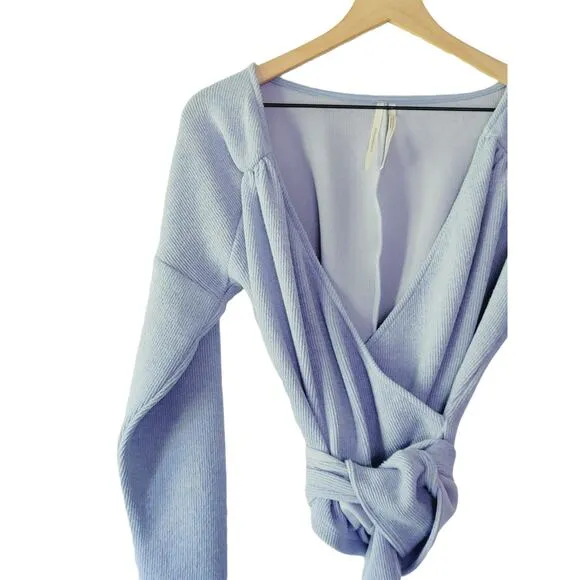 NEW Anthropologie Cozy Twist-Front Blue Top - Small