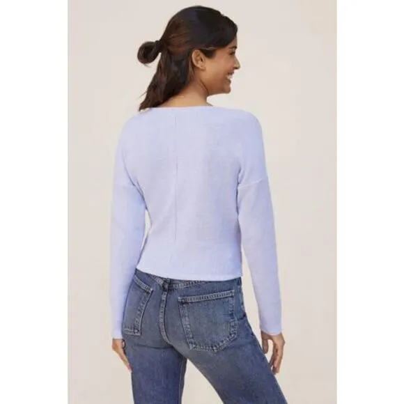 NEW Anthropologie Cozy Twist-Front Blue Top - Small