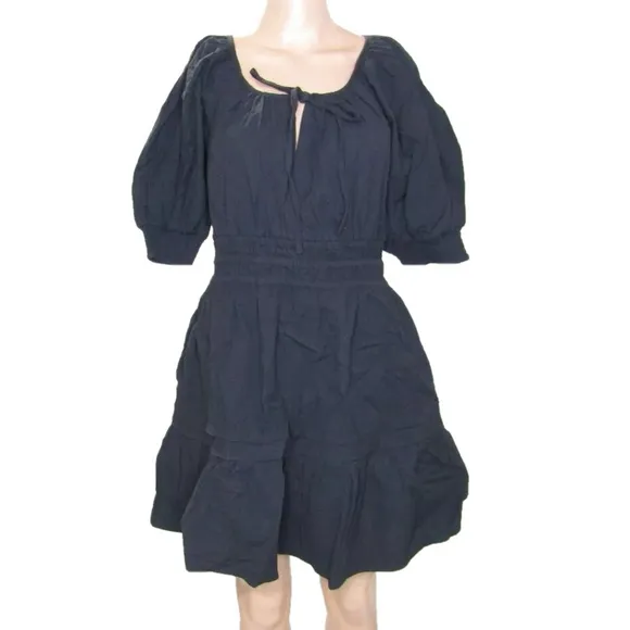 NEW ANTHROPOLOGIE Womens The Somerset Mini Puff Sleeve Dress Size S Black