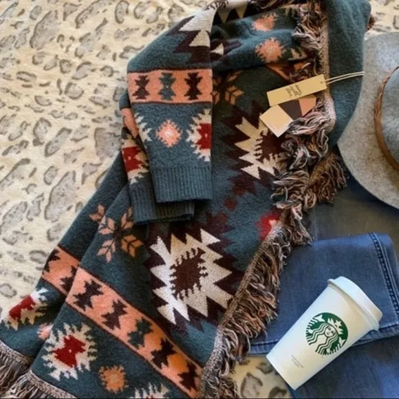 New Aztec Print Western Cardigan Long Sweater