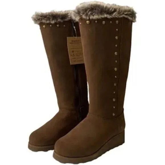 NEW BEARPAW DOROTHY EARTH  CHESTNUT SUEDE TALL BOOTS SZ 9