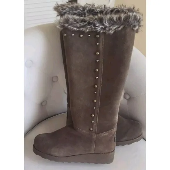 NEW BEARPAW DOROTHY EARTH  CHESTNUT SUEDE TALL BOOTS SZ 9