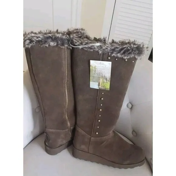 NEW BEARPAW DOROTHY EARTH  CHESTNUT SUEDE TALL BOOTS SZ 9