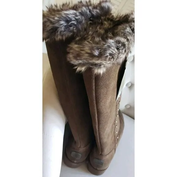NEW BEARPAW DOROTHY EARTH  CHESTNUT SUEDE TALL BOOTS SZ 9