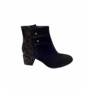 NEW BELLA COMFORTO women's harper boots in black suede/pattern