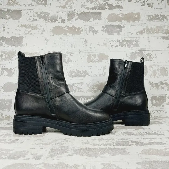 NEW Blondo Gatwick Waterproof Black Leather Slip On Side Zipper Ankle Boots D91