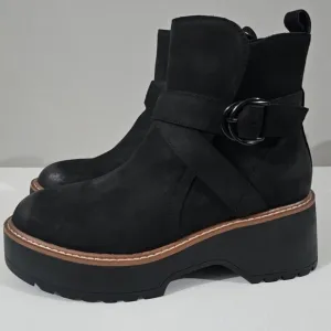 NEW Blondo Giovanni Ankle Boot Waterproof Chunky Lug Sole Black Nubuck Size 10