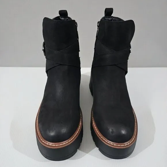 NEW Blondo Giovanni Ankle Boot Waterproof Chunky Lug Sole Black Nubuck Size 10