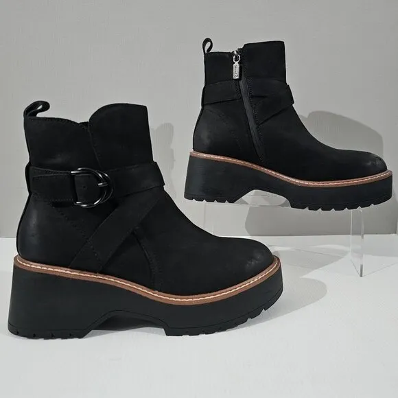 NEW Blondo Giovanni Ankle Boot Waterproof Chunky Lug Sole Black Nubuck Size 10