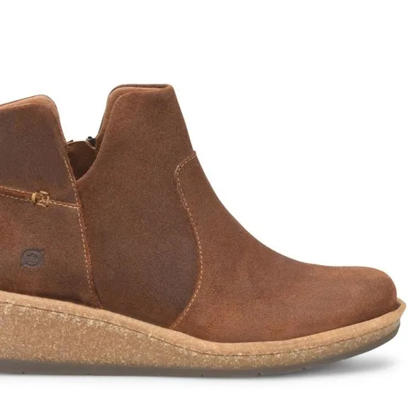 NEW Born Boots Women’s Size 9, Glazed Ginger Distressed(Brown) Suede Wedge , Zip