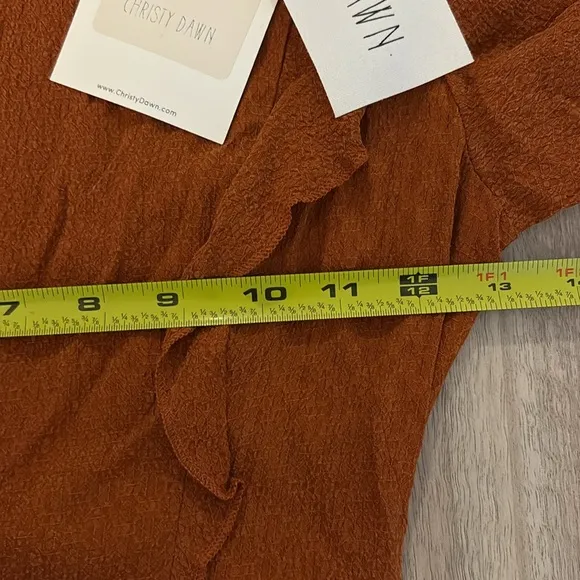 New Christy Dawn The Mabel Dress in Crinkle Rust XS Long Sleeved Maxi