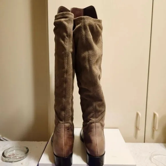 NEW Cole Haan &quot;Isabelle&quot; Taupe Leather/Suede Over the Knee Boots Sz.7.5 Ret $329