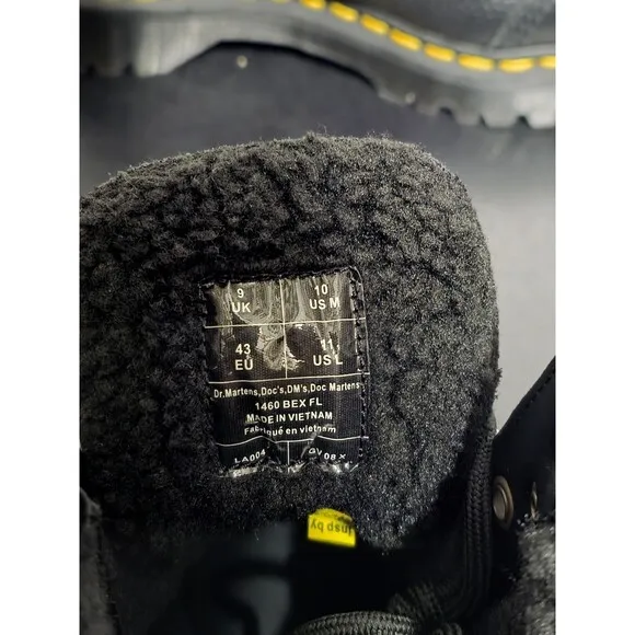 New Dr. Martens 1460 Bex FL Soft Cap Toe Leather Fur Boots Men's 10 Women's 11