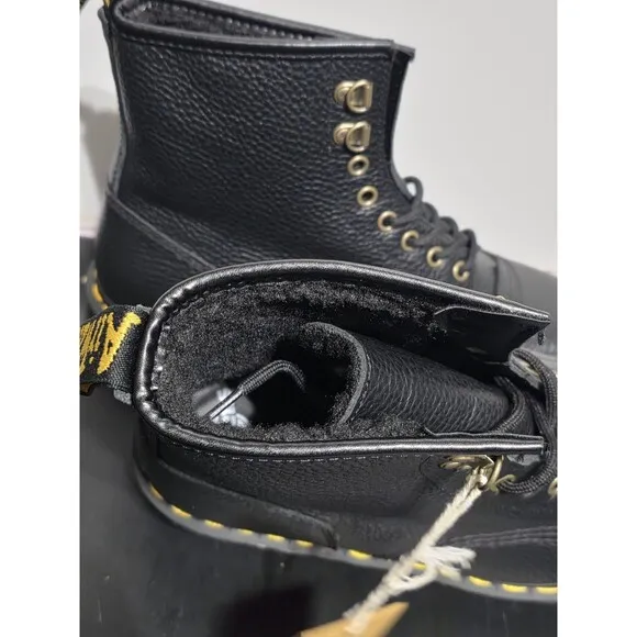 New Dr. Martens 1460 Bex FL Soft Cap Toe Leather Fur Boots Men's 10 Women's 11