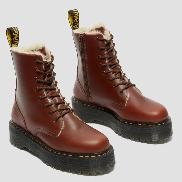 NEW DR MARTENS JADON FAUX FUR LINED PLATFORM BOOTS
