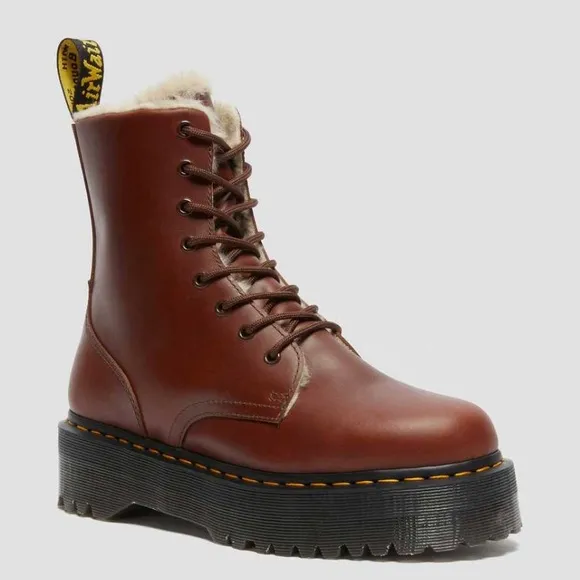 NEW DR MARTENS JADON FAUX FUR LINED PLATFORM BOOTS
