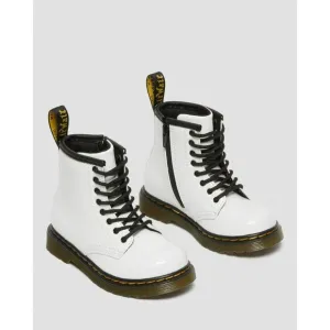 NEW Dr. Martens Toddler White Leather Lace-Up Boots With Side Zip Size 7