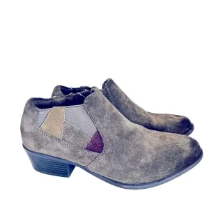 NEW Earth Origins Ankle Booties Wide Leather Suede Side Zip Olive Green 10 Wide