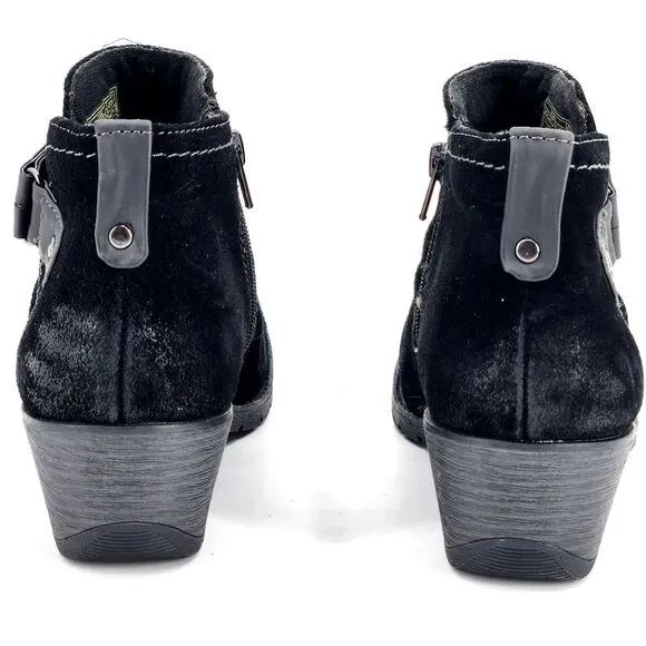 New Earth Origins Odel Distressed Black Suede Ankle Boots Booties Womens Size 10