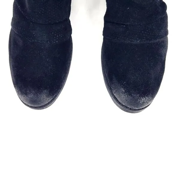 New Earth Origins Odel Distressed Black Suede Ankle Boots Booties Womens Size 10