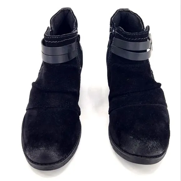 New Earth Origins Odel Distressed Black Suede Ankle Boots Booties Womens Size 10