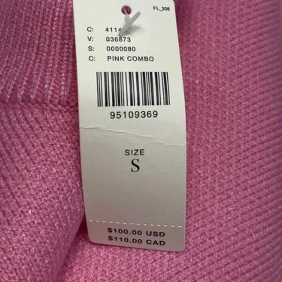 NEW ENGLISH FACTORY Sweater Pink Size S Whipstitch Accent Crewneck Pullover