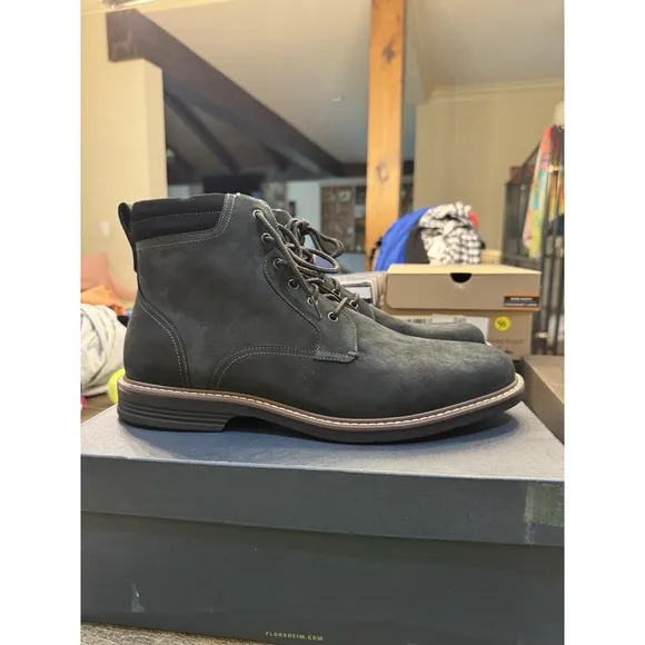 NEW Florsheim Men's Norwalk Boots Soze 1/W Lace Up Boot Black Nubuck Outdoor