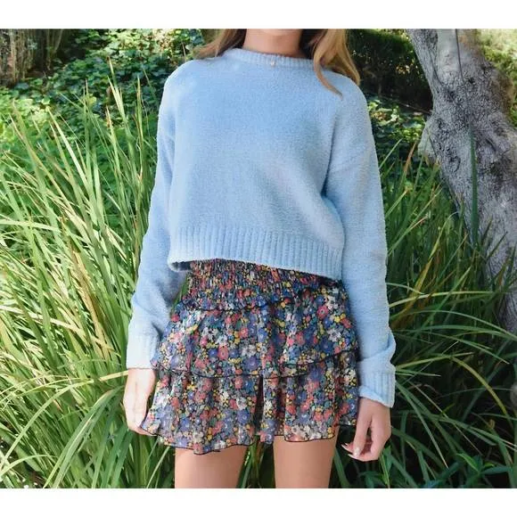 NEW FLOWERS BY ZOE girls chiffon skirt in black floral