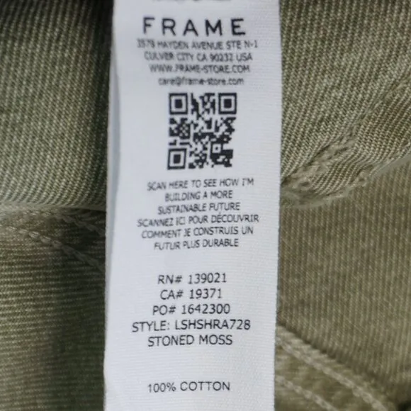 New Frame Le Super High Cut Off Short in Stone Moss Size 34
