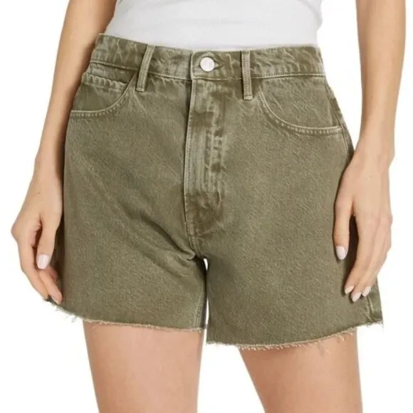 New Frame Le Super High Cut Off Short in Stone Moss Size 34