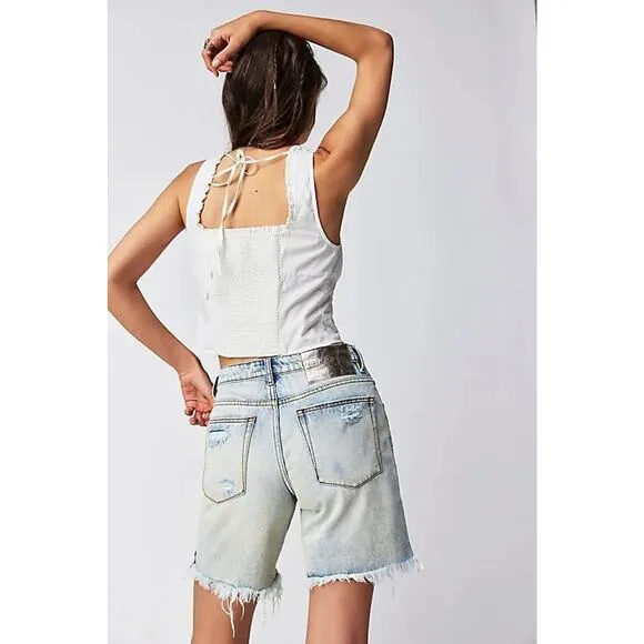 New FREE PEOPLE One Teaspoon Jackson Mid-Waist Shorts $108 SIZE 28 Kansas Blue