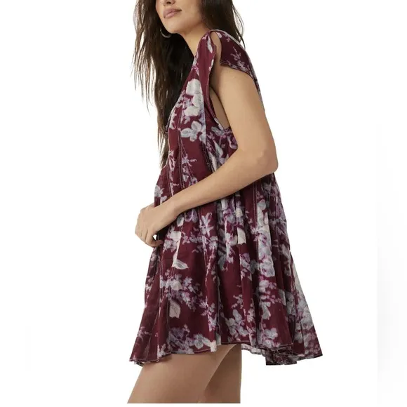 NEW Free People Sully Dress In Raisin Combo