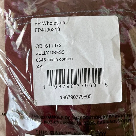 NEW Free People Sully Dress In Raisin Combo