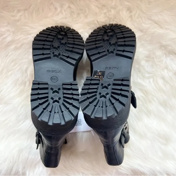 New! GEOX Hoara Studded Leather Moto Boots