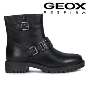 New! GEOX Hoara Studded Leather Moto Boots