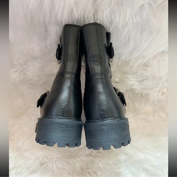 New! GEOX Hoara Studded Leather Moto Boots